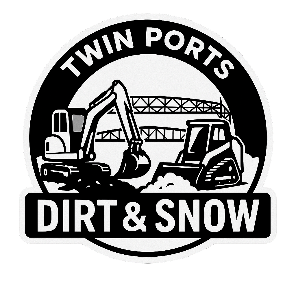 The Twin Ports Dirt and Snow logo, illustrating a blend of dirt and snow elements, representing outdoor recreational activities.